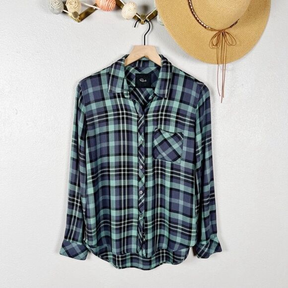Rails Hunter Relaxed Fit Plaid Long Sleeve Button Down Shirt Smoke Agave Small - Picture 2 of 8